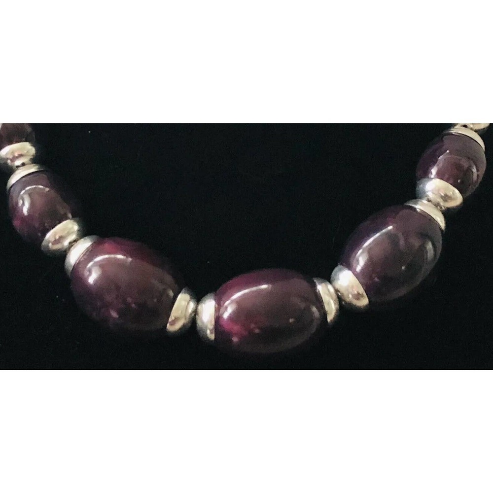 Trifari Caprice Graduated Plum Purple Beaded Collar Necklace 1960s Original Tag - Picture 5 of 10